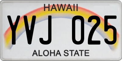 HI license plate YVJ025