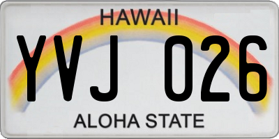 HI license plate YVJ026