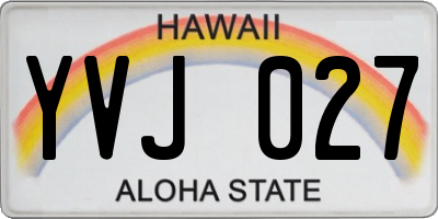 HI license plate YVJ027