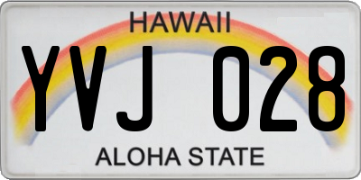 HI license plate YVJ028