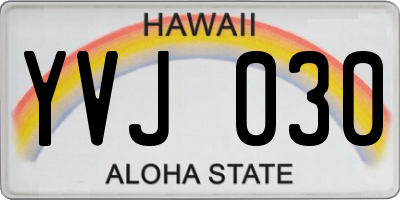 HI license plate YVJ030