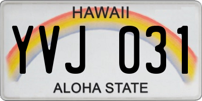 HI license plate YVJ031