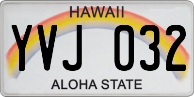 HI license plate YVJ032