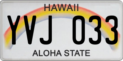 HI license plate YVJ033