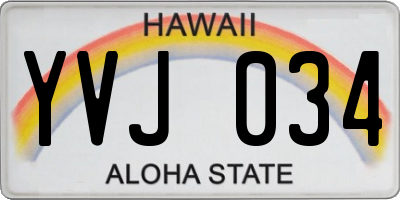 HI license plate YVJ034
