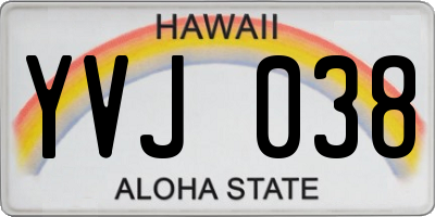 HI license plate YVJ038