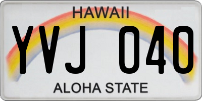 HI license plate YVJ040