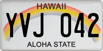 HI license plate YVJ042