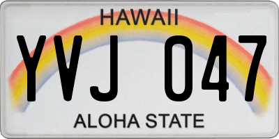 HI license plate YVJ047