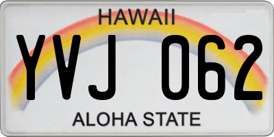 HI license plate YVJ062