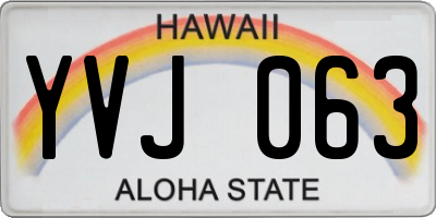 HI license plate YVJ063
