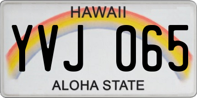 HI license plate YVJ065