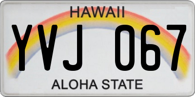 HI license plate YVJ067
