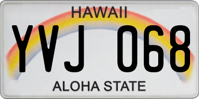 HI license plate YVJ068