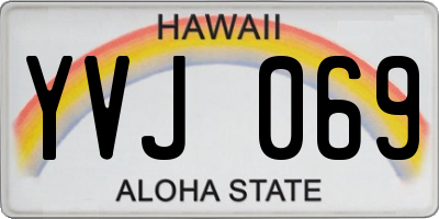 HI license plate YVJ069