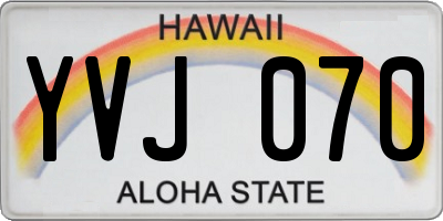 HI license plate YVJ070