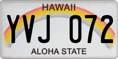 HI license plate YVJ072