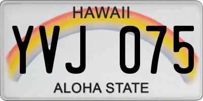 HI license plate YVJ075