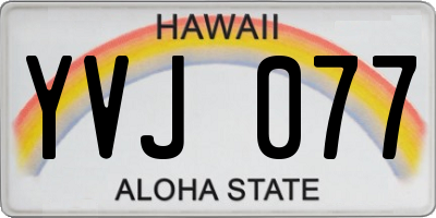 HI license plate YVJ077