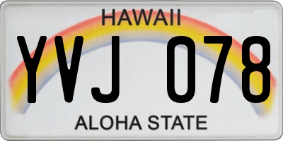 HI license plate YVJ078