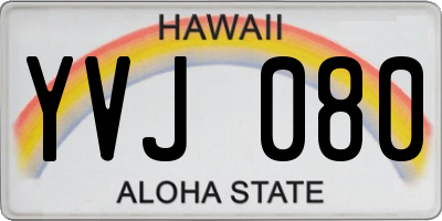 HI license plate YVJ080