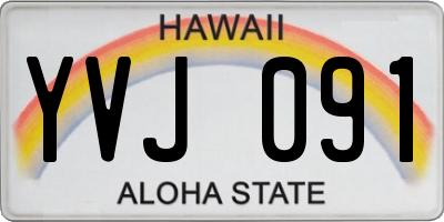 HI license plate YVJ091