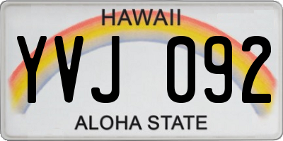HI license plate YVJ092