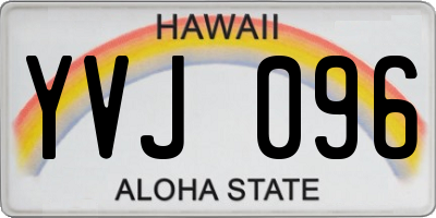 HI license plate YVJ096