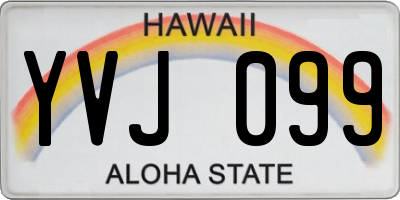 HI license plate YVJ099