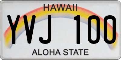 HI license plate YVJ100