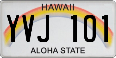 HI license plate YVJ101