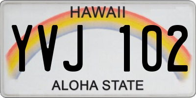 HI license plate YVJ102