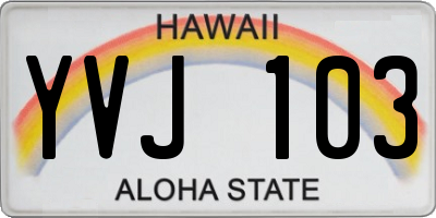 HI license plate YVJ103