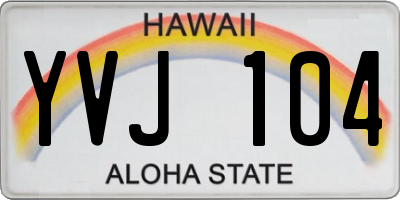 HI license plate YVJ104
