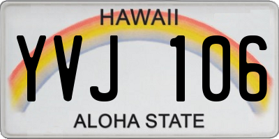 HI license plate YVJ106