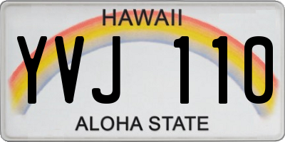 HI license plate YVJ110