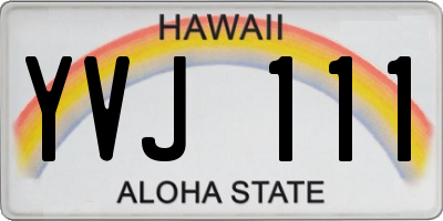 HI license plate YVJ111
