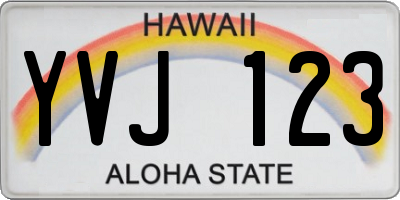 HI license plate YVJ123