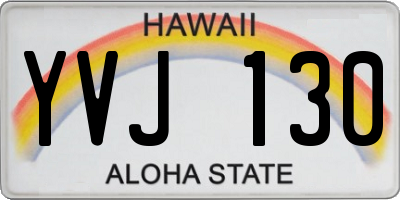 HI license plate YVJ130