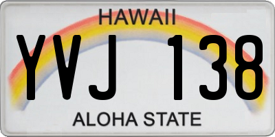 HI license plate YVJ138