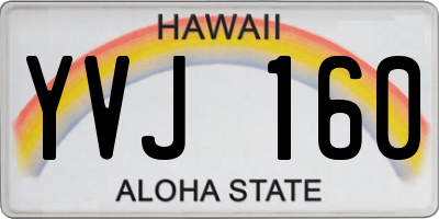 HI license plate YVJ160