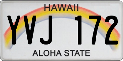 HI license plate YVJ172