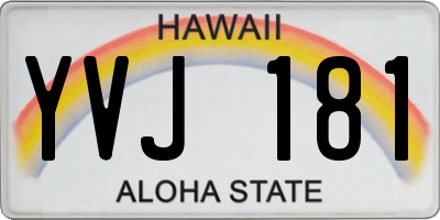 HI license plate YVJ181