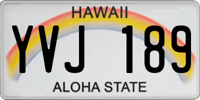 HI license plate YVJ189