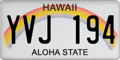 HI license plate YVJ194