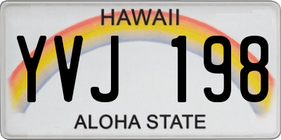 HI license plate YVJ198
