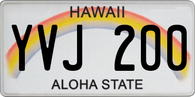 HI license plate YVJ200