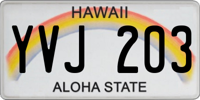 HI license plate YVJ203