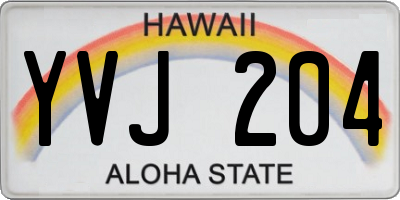 HI license plate YVJ204