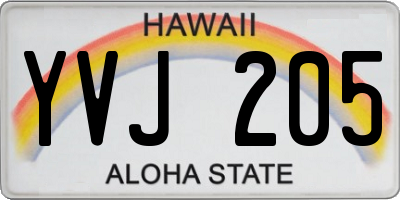 HI license plate YVJ205